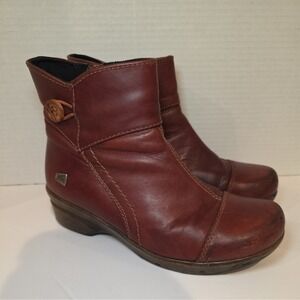 Keen Womens Mora Boots Size 7 Burgundy Red Wedge Heel Bootie Shoe Pre Owned